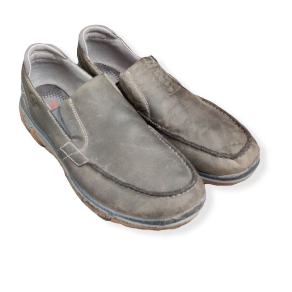 Merrell Pewter Gray Leather Loafer Slip On Moc Toe Walking Hiking Shoes Mens 9.5
